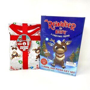 Reindeer in Here Gift Set Book, Plush, 2 Piece Pajama Sleep Set Sz 6